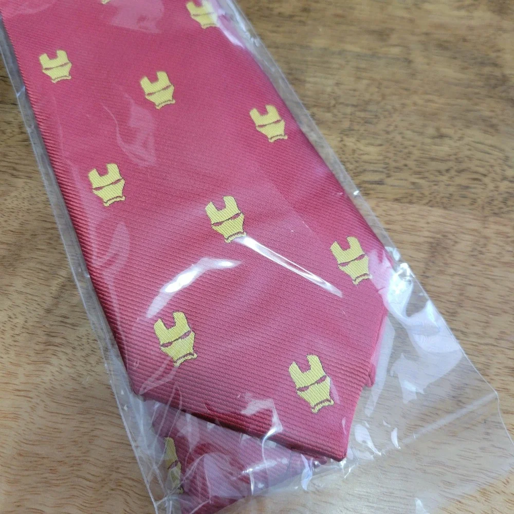 Zenffo Iron Man Tie  Red Yellow Helmet Pattern Retro Movie Fan ZTP07